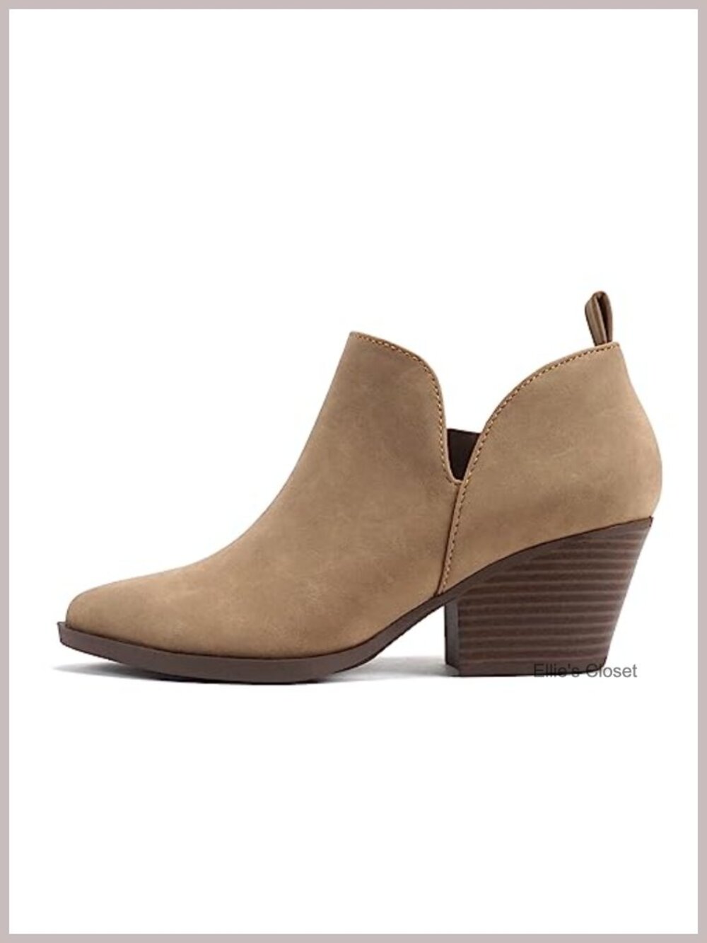 Soda Sectory Women's Pointed Toe V Cut Stacked Chunky Low Heel Ankle Bootie